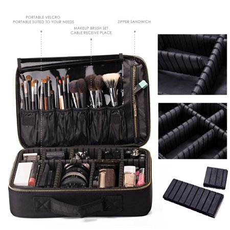 ROWNYEON Portable EVA Makeup Case-Professional 14.6"/ Makeup Brush Sets / Make Up Artist Organizer Bag