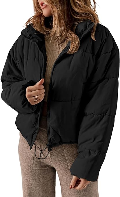 Dokotoo Womens Winter Quilted Jackets Long Sleeve Full Zip Puffer Jacket Coats with Pockets