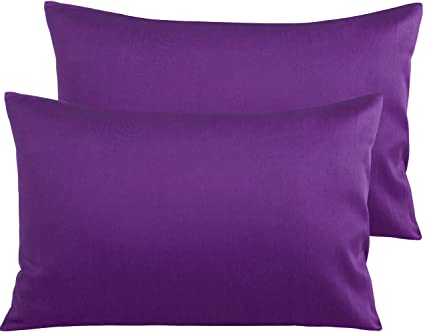 NTBAY 500 Thread Count Cotton Queen Pillowcases, Super Soft and Breathable Envelope Closure Pillow Cases, 20 x 30 Inches, Purple