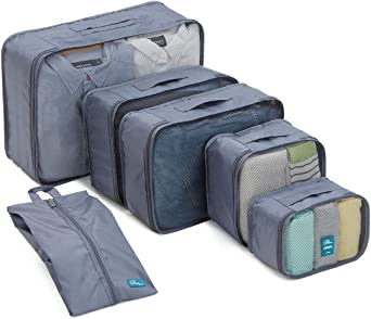 6 Set Packing Cubes - Travel Organizers with Laundry Bag