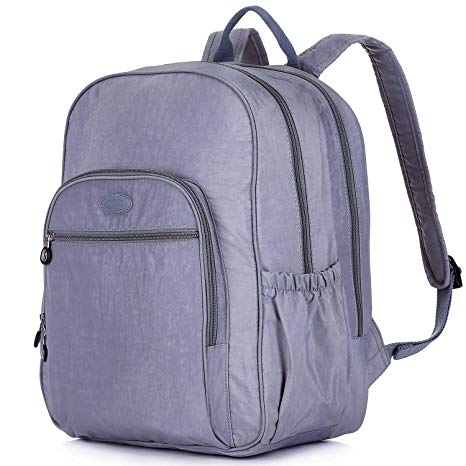 Nylon Casual Travel Daypack Backpack with 15.6 Inch Laptop Compartment, with Trolley Strap, Large (Grey)