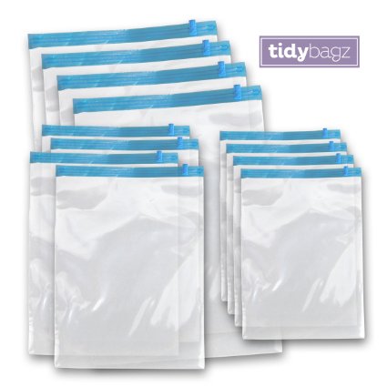 Tidybagz Premium, Best Value Space Saver Bags For Storage & Travel Compression No Vacuum 12 Pack