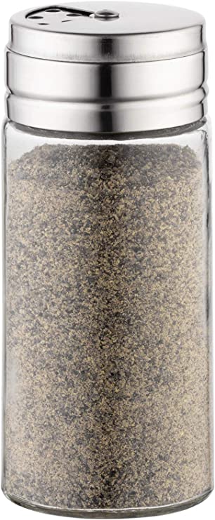 Fox Run 5167 Glass Spice Jar with Stainless Steel Shaker Lid, 6 Ounce, Clear Container for Seasonings