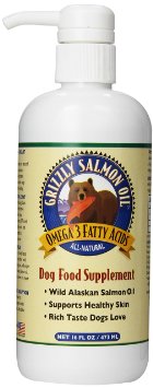 Grizzly Salmon Oil All-Natural Dog Food Supplement in Pump-Bottle Dispenser