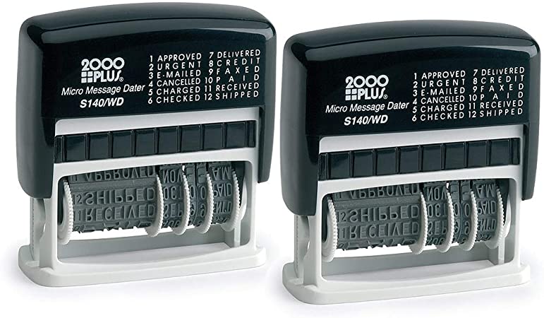 Cosco 2000 Plus Self-Inking Type Size 1 Micro Message Dater (011090), 2 Packs