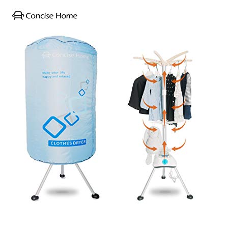 Concise Home Portable Electric Clothes Dryer Home Dorms Hot Air Machine Stand Rack with Cover
