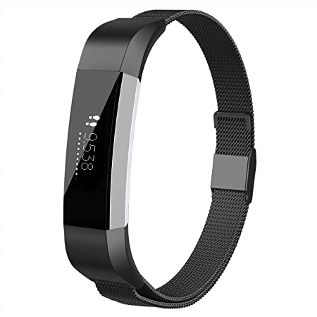 iGK Replacement Compatible for Fitbit Alta Band and Fitbit Alta HR Bands, Stainless Steel Metal Bracelet Strap with Unique Magnet Clasp for Women Men