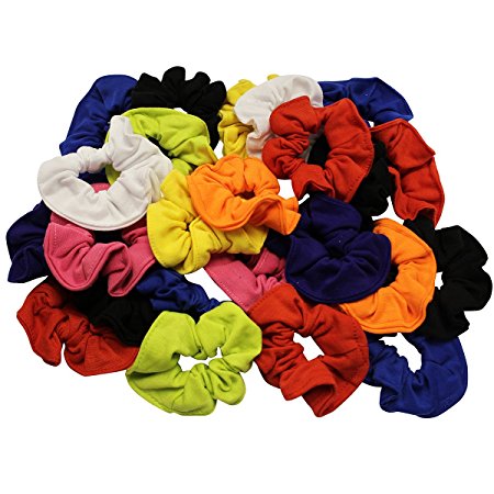 Pony Holders - Scrunchies For Hair - Scrunchy Hair Ties Bulk by CoverYourHair (Bright Colors 24 Pack)