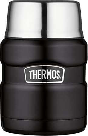 Thermos Stainless King 16 Ounce Food Jar with Folding Spoon, Matte Black