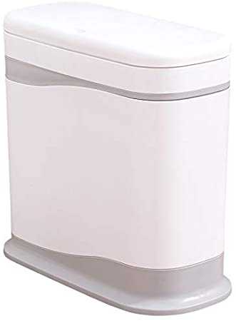 Cq acrylic Dual 12 Liter Bathroom Trash Can with Lid, Slim Bathroom Garbage Can,3.3 Gallon Garbage Container Bin for Home Kitchen and Office,White