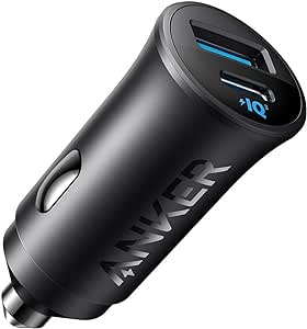 Anker Chargeur de voiture USB-C, adaptateur de voiture 30 W 2 ports de type C, chargeur de voiture pour iPhone avec PowerIQ 3.0, pour iPhone 15/14/13/12, Samsung Galaxy S23/S22/S21, iPad Pro, AirPods,