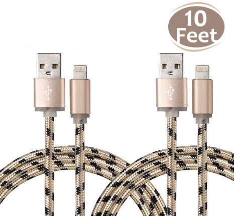 Certified XPAC® 10 Feet / 3 Meter Extra Long Nylon Braided USB to Lightning Cable for iPhone iPad and iPod ( 2 Pack)