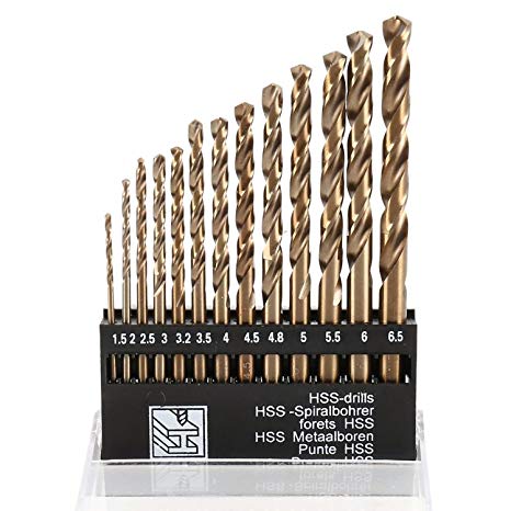 Gizhome Metric M35 Cobalt Steel Twist Drill Bit Set, Extremely Heat Resistant Twist Drill HSS Bits with Straight Shank - 13 Pack