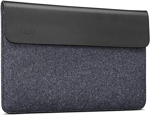 Lenovo Yoga Laptop Sleeve for 15-Inch Computer, Leather and Wool Felt, Magnetic Closure, Accessory Pocket, GX40X02934, Black