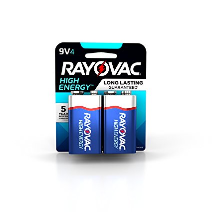 RAYOVAC 9V 4-Pack HIGH ENERGY Alkaline Batteries, A1604-4K