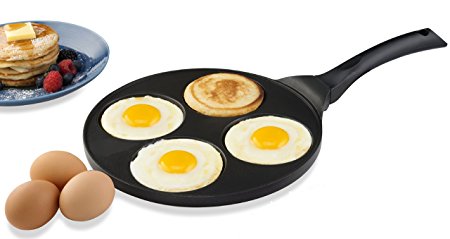 Gourmia GPA9520 Blini Pan Nonstick Silver Dollar Pancake Maker With 4-Mold Design 27 cm Diameter x 1.35 cm Height