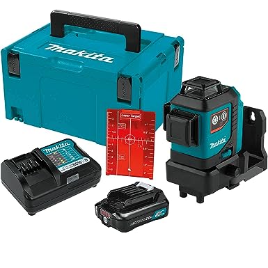 Makita SK700DNAJ 12V max CXT® Lithium-Ion Cordless Self-Leveling 360° 3-Plane Red Laser Kit (2.0Ah), Class II, 635 nm, 2 mW