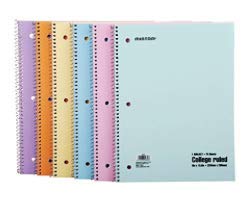 Mintra Office Spiral Notebooks, Wirebound, Pastel, College Ruled, 70 Sheets, 6PK