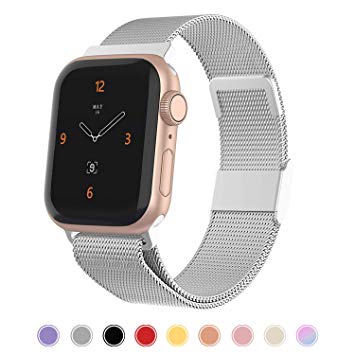 CCnutri Compatible with Apple Watch Band 38mm 40mm 42mm 44mm, Stainless Steel Loop Metal Mesh Bracelet with Adjustable Magnet Lock Wristbands for iWatch Series 1/2/3/4/5