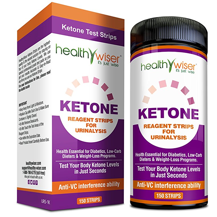 HealthyWiser Ketone Test Strips 150ct + BONUS Alkaline Food Chart PDF, Professional Grade Ketone Strips for Use in Atkins Diet, Ketogenic Diet, and Paleo Diet, Urinalysis Test Strips 99% Accuracy