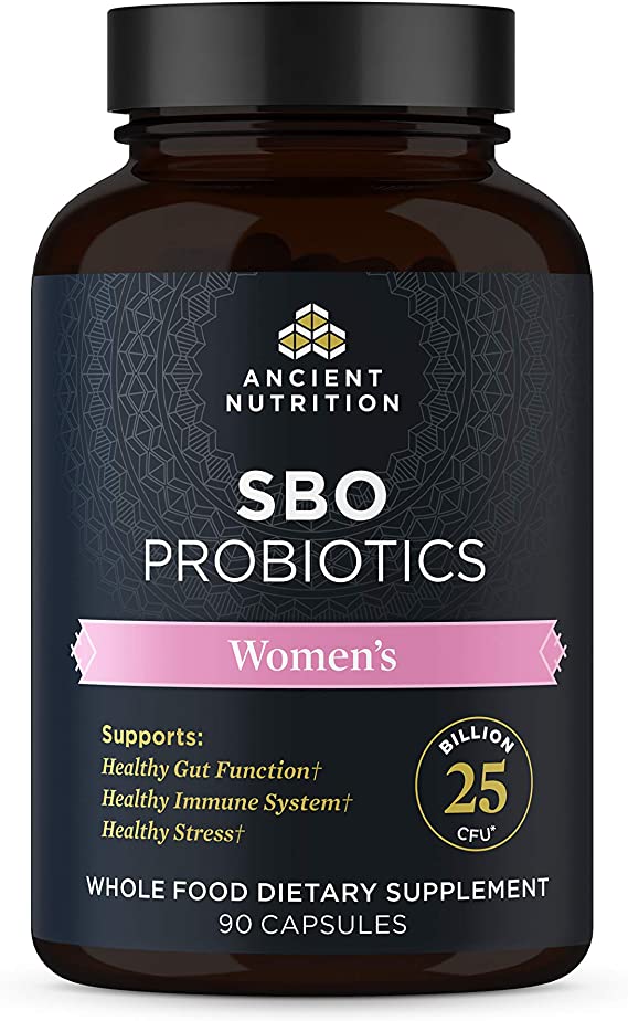 SBO Probiotics Women’s, 25 Billion CFUs* Per Serving, Digestive & Immune Support, Soil Based Organisms and Organic Fermented Botanical Blend, Whole Food Supplement, 90 Capsules