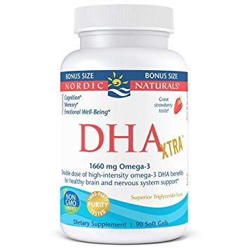 Nordic Naturals DHA Xtra - Potent Healthy Brain and Nervous System Support*, Strawberry Flavored, 90 Count