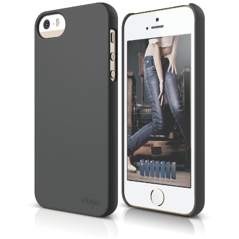 elago S5 Slim Fit 2 Case for iPhone 5 - eco friendly Retail Packaging - Soft Feeling Dark Gray