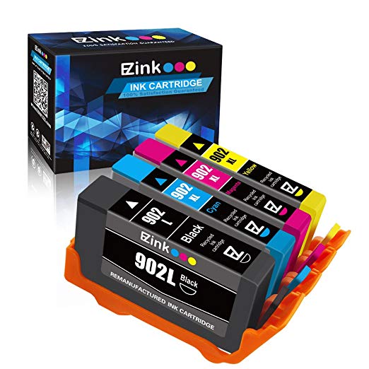 E-Z Ink (TM Remanufactured Ink Cartridge Replacement for 902 XL 902XL (1 Black, 1 Cyan, 1 Magenta, 1 Yellow) 4 Pack for OfficeJet Pro 6968 6978 6975 6970 6976 6979 6951 6954 6960 6962 6958