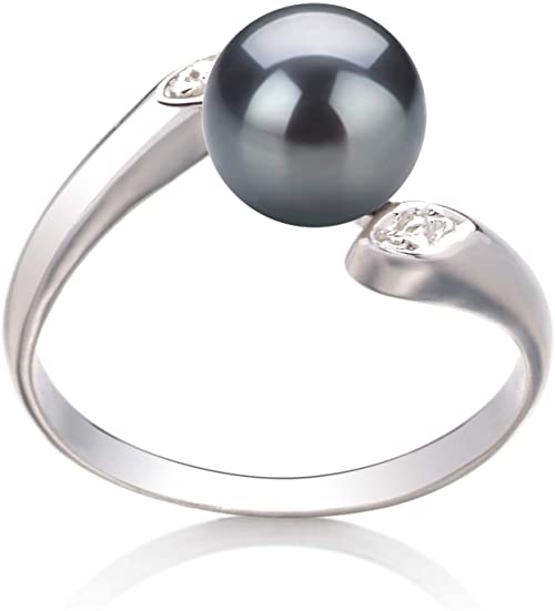 Dana Black 6-7mm AAA Quality Freshwater 925 Sterling Silver Cultured Pearl Ring For Women