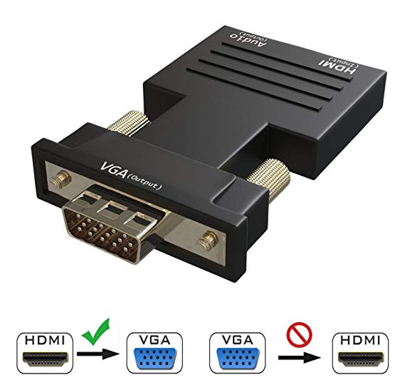RatSmart HDMI Female To VGA Male Adapter Converter 1080P - 3.5mm Stereo Audio - For TVs, Speakers, Computers, Laptops, Gaming Consoles, Notebooks, DVD Players & More