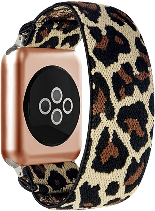 BMBEAR Stretchy Strap Loop Compatible with Apple Watch Band 42mm 44mm iWatch Series 5/4/3/2/1 Leopard