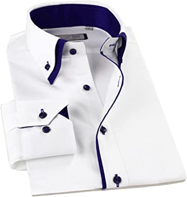 Lyon Becker® Mens Designer Double Collar Italian Slim Fit Formal Casual Shirts Long Sleeve