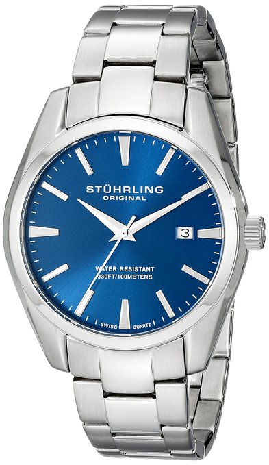 Stuhrling Original Men's 414.33116AM Ascot Prime Analog Swiss Quartz Silver Stainless Steel Bracelet Watch