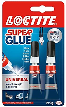 Loctite Universal, Strong All Purpose Adhesive for High-Quality Repairs, Clear Glue for Various Materials, Easy to Use Instant Super Glue, 2 x 3g