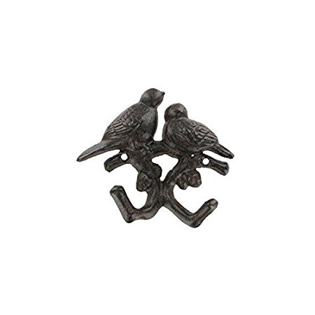 Cast Iron Song Bird Pair Double Wall Hook