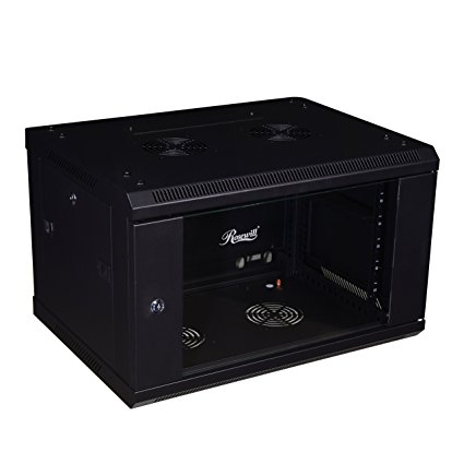 Rosewill Professional 6U Wall mount Cabinet Enclosure 19-Inch Server Network Rack With Locking Glass Door 16-Inches Deep Black (RSWM-6U001)