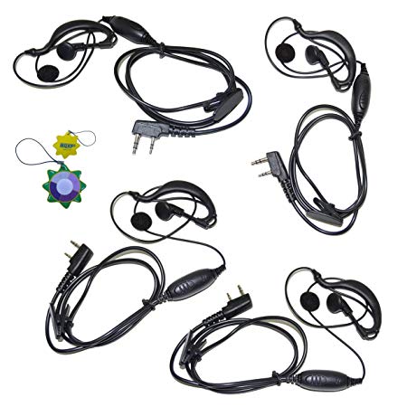 4-Pack HQRP G Shape 2 Pin Earpiece Headset PTT Mic for Kenwood Pro-Talk, Pro-Power, Free-Talk, Protalk XLS, FreeTalk XLS   HQRP UV Meter