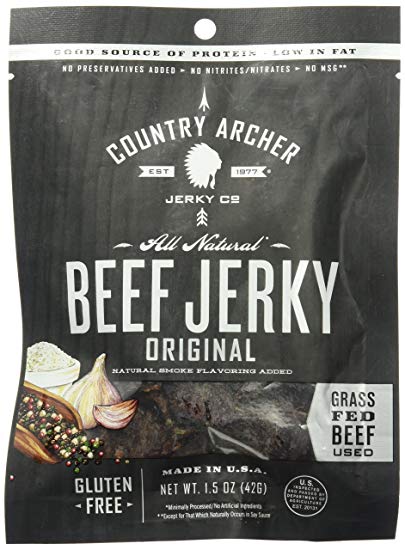 Country Archer Grass-Fed Gluten Free Beef Jerky, Original, 1.5 Ounce