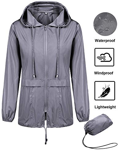 Womens Lightweight Raincoat Waterproof Packable Rainwear Outdoor Windproof Hooded Active Rain Jacket