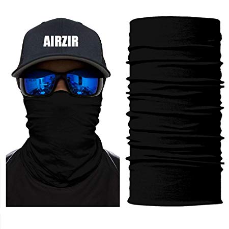 Airzir Black Face Mask Premium Breathable Seamless Tube Motorcycle Face Mask Wind Dust UV Protection Moisture Wicking Microfiber Face Mask for Motorcycle Riding Cycling Hiking Climbing (Face-466)