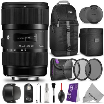 Sigma 18-35mm F1.8 Art DC HSM Lens for CANON DSLR Cameras w/ Advanced Photo and Travel Bundle