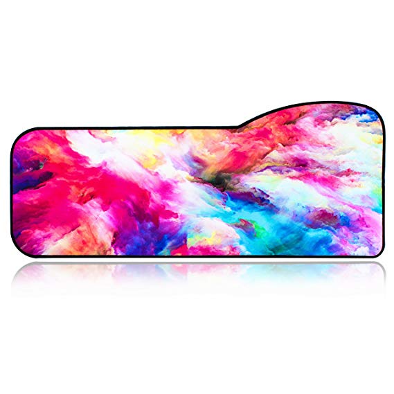 BRILA Extended Mouse pad - Curve Design Gaming Mouse pad - Stitched Edges & Skid Proof Rubber Base - 29.5" x 12.1" x 0.12" X-Large Mouse Keyboard Desk Mat for Computer (Colorful Watercolor)