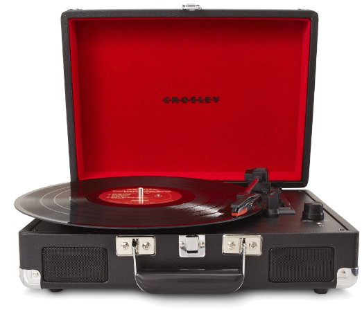 Crosley Cruiser Briefcase Style Three Speed Portable Vinyl Turntable with Built-In Stereo Speakers - Black