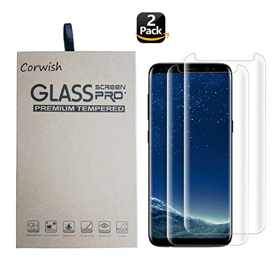 2 Pack Galaxy S8 Plus Screen Protector, 3D Curved Edge to Edge Saver Case Friendly Full Coverage HD Clear Tempered Glass Protective Film Cover for Samsung S8  Phone (for S8 Plus)
