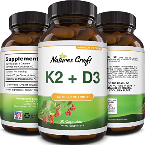 Vitamin D3 with K2 MK7 Supplement - Vitamin D3 5000 IU Capsules and Vitamin K2 for Immune Support Bone Health Heart Health Joint Support Bone Strength and Mood Boost - VIT D3 K2 Immune System Support