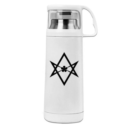 Handson Stainless Steel Vacuum Insulated Drink Cup Crowley Unicursal Hexagram Insulated Beverage Bottle White 14oz/350ml