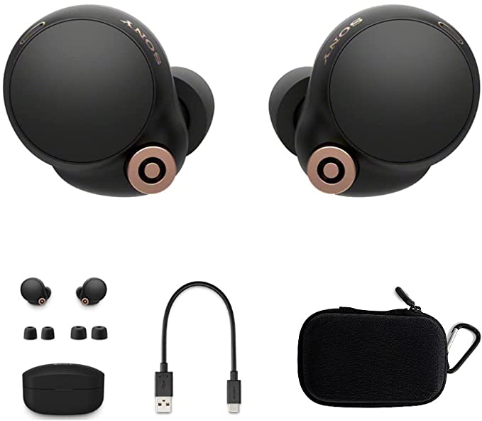 Sony WF-1000XM4 True Wireless Noise Canceling in-Ear Headphones (Black) with Knox Gear Hard Case Bundle (2 Items)