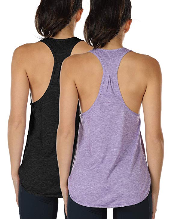 icyzone Workout Tank Tops for Women - Athletic Yoga Tops, Racerback Running Tank Top