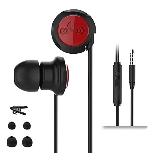 Noise Isolating in Ear Headphones Bass Stereo Earphones with Microphone and Volume Control for iPhone/iPad, Samsung Galaxy S8/S9/J5/J3, Moto G5, Huawei P8 Lite, 3.5MM Wired Headsets