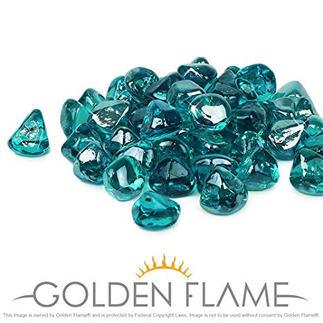 Golden Flame 20-Pound Fire Glass 1-Inch Caribbean Blue Reflective Fire-Diamonds